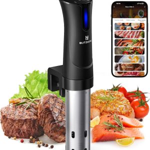 BLITZHOME Sous Vide Machine, WiFi APP Included, 1100W Sous Vide Cooker with Accurate Temperature & Timer, Ultra Quiet Stainless Precision Immersion Circulator Device, Kitchen Gadgets with Recipes