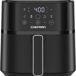 Chefman Air Fryer – 6 QT Compact Airfryer for Quick & Easy Meals in Minutes, Features Hi-Fry Technology for Extra Crisp, Touchscreen Controls with 4 Presets, Nonstick & Dishwasher Safe Basket - Black