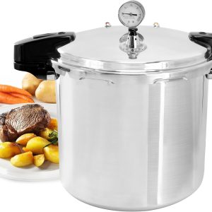 MegaChef 24 Quart Large Capacity Aluminum Stovetop Pressure Cooker for Induction and Gas Stove-Tops