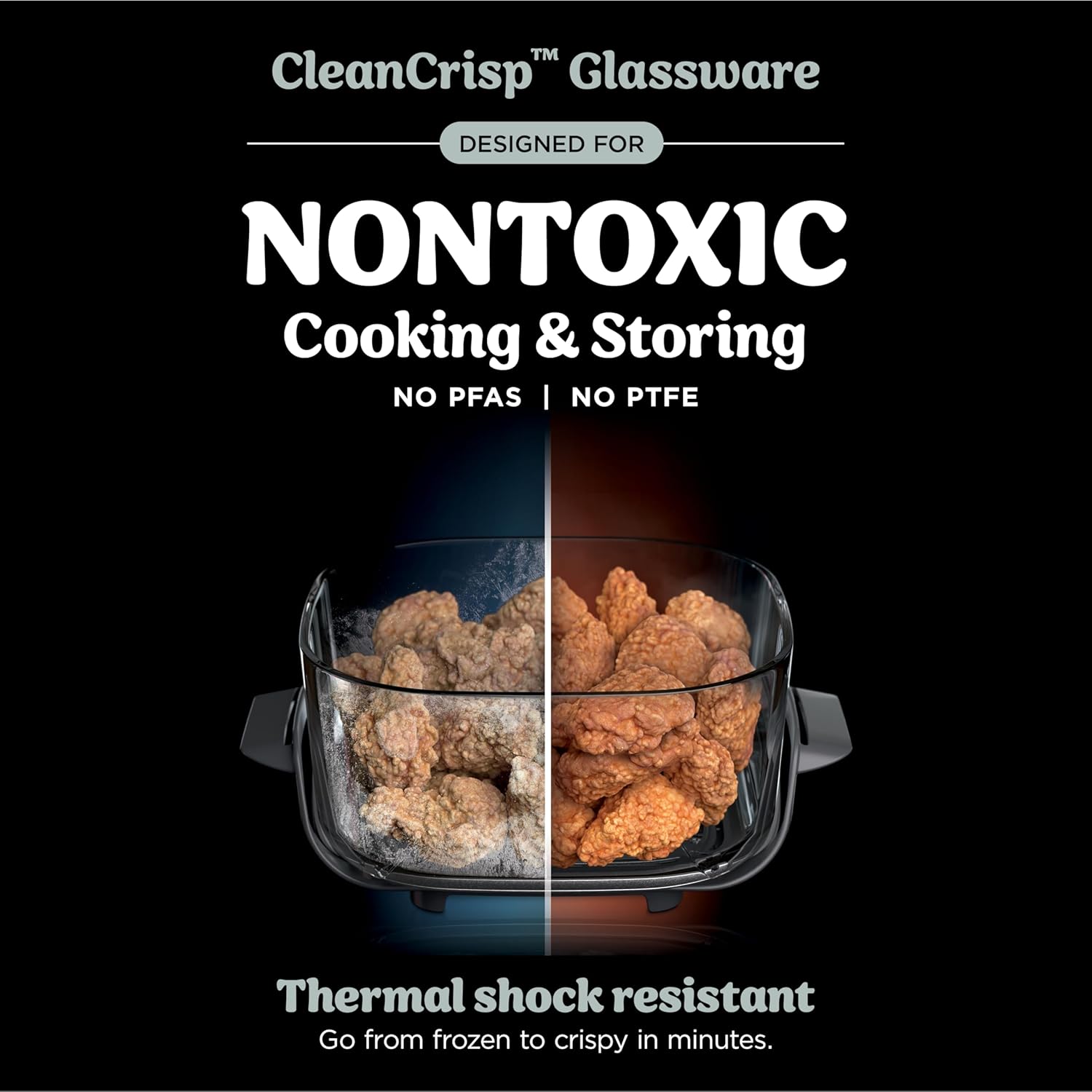 Ninja Crispi Air Fryer, Microwave, Freezer & Dishwasher Safe, Non Toxic Glass Portable Cooking System, 4 QT & 6 Cup Glass Containers with Storage Lids, Easy Meals, Air Fry, Bake, Green, FN101SG - Image 4