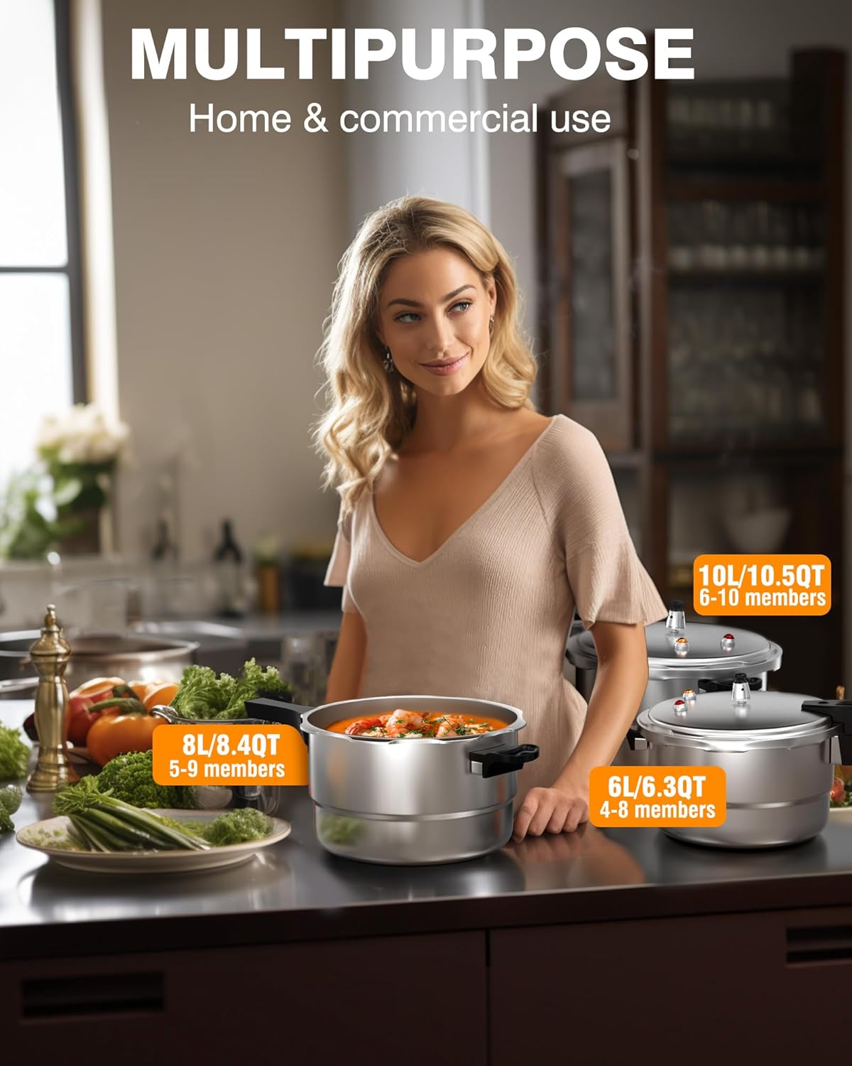 WantJoin 11Qt Aluminum Pressure Cooker w/Release Valve & Multiple Protective Devices,Pressure Canner Compatible with Gas & Induction Cooker,Canner Rack Included - Image 7