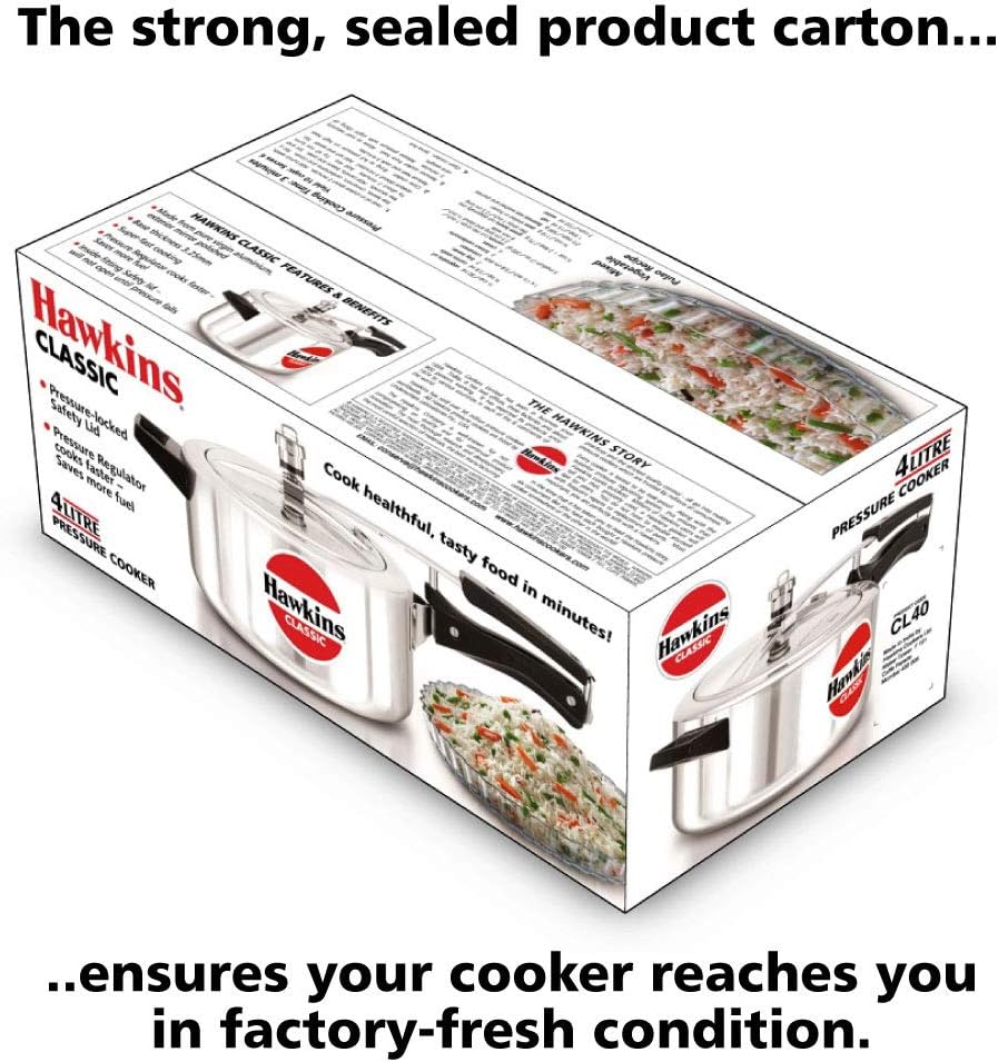 Hawkins 4 Litre Classic Pressure Cooker, Best Inner Lid Cooker, Silver (CL40) - Image 4