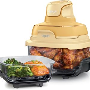 Ninja | Air Fryer | Crispi 4-in-1 Portable Cooking System | 4QT & 6 Cup Glass Containers, Crisper Plates & Storage Lids Included | Microwave, Freezer & Dishwasher Safe | Ginger Snap | FN101GD