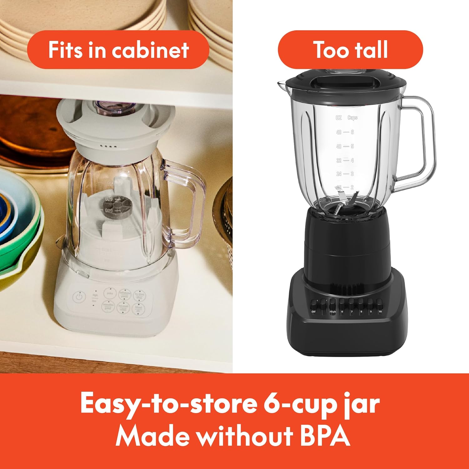 bella 10 Speed Countertop Blender, Juicer & Smoothie Maker, Fits-anywhere™ Kitchenware, Slim Flip & Store Design, Dishwasher Safe 48oz Capacity Pitcher & Lid, Stainless Steel Blade, 450 Watt, Oatmilk - Image 3