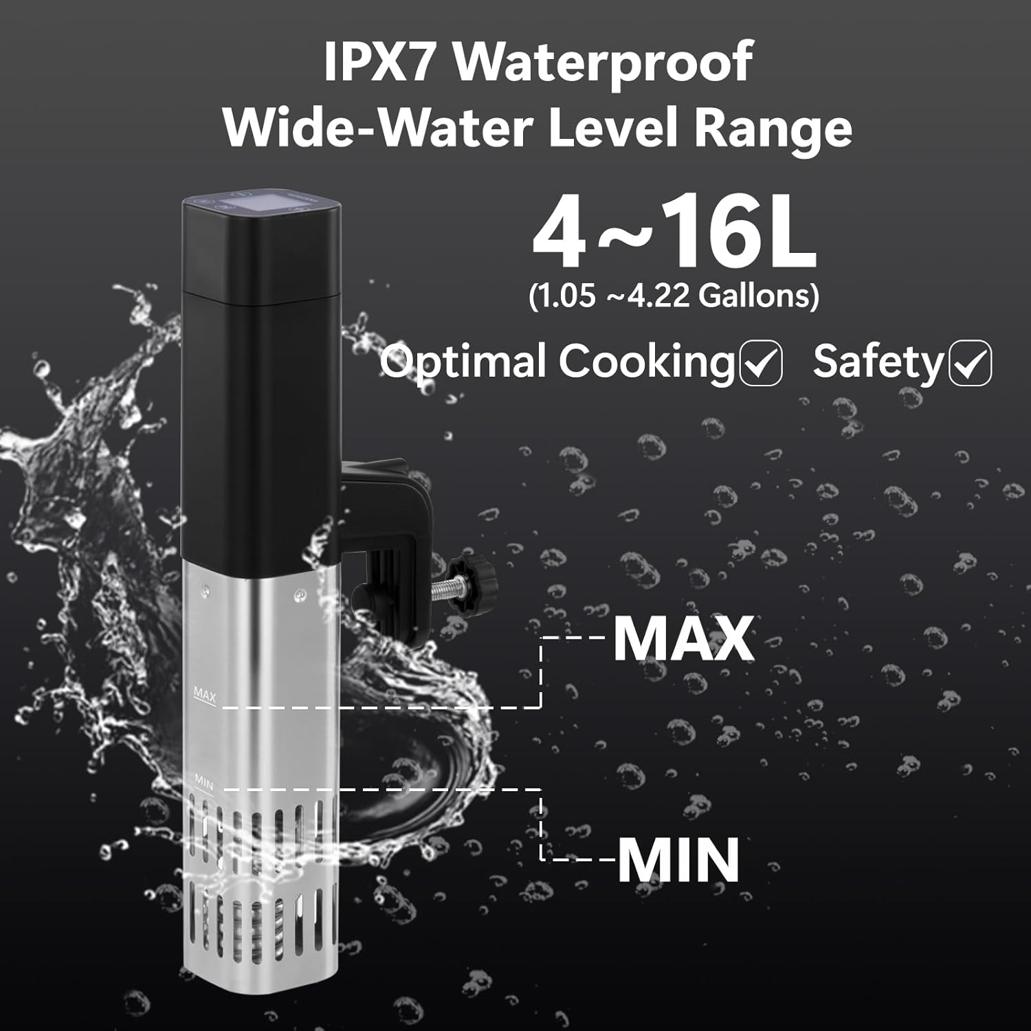 Sous Vide Machine, 1000W Precision Cooker Slow Cooker, 15dB Ultra-Quiet Immersion Circulator With Accurate Temperature Digital Timer, IPX7 Waterproof - Image 5