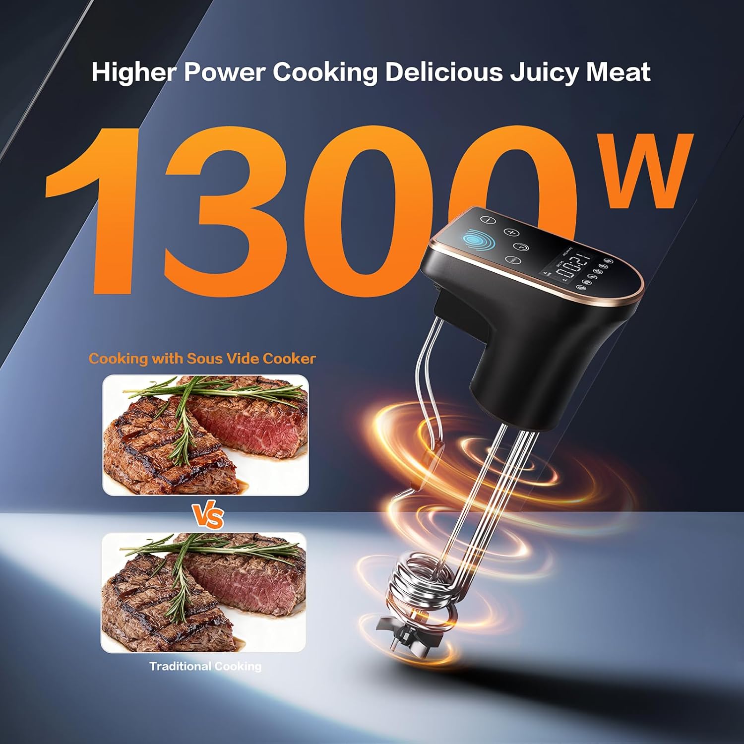 1300W Sous Vide Precision Cooker Machines(2.4G WIFI), IPX7 Full Waterproof Immersion Circulator, New Quiet Brushless Motor, 6 One-Touch Presets, Effortless Gourmet Meals - Image 2