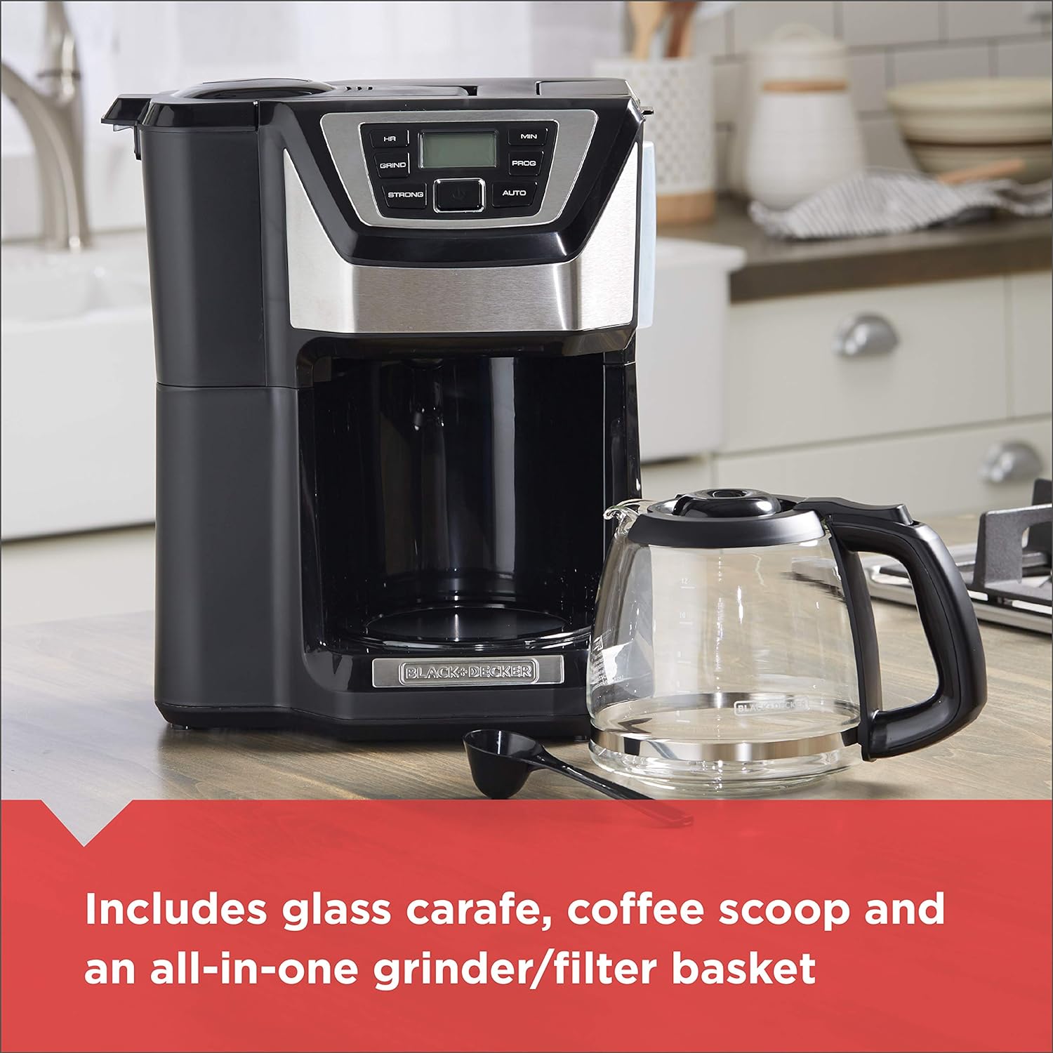 Black and Decker BLACK+DECKER 12-Cup Mill and Brew Coffeemaker, Black, CM5000B - Image 4