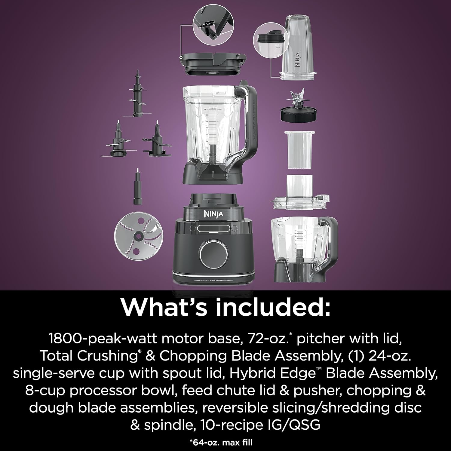 Ninja | All-in-One Blender and Food Processor | Best for Smoothies, Cookie Dough, Salsas, Cole Slaw and More | BlendSense Intelligence for Perfectly Smooth Results | 1800 Watt | Black | TB401 - Image 16