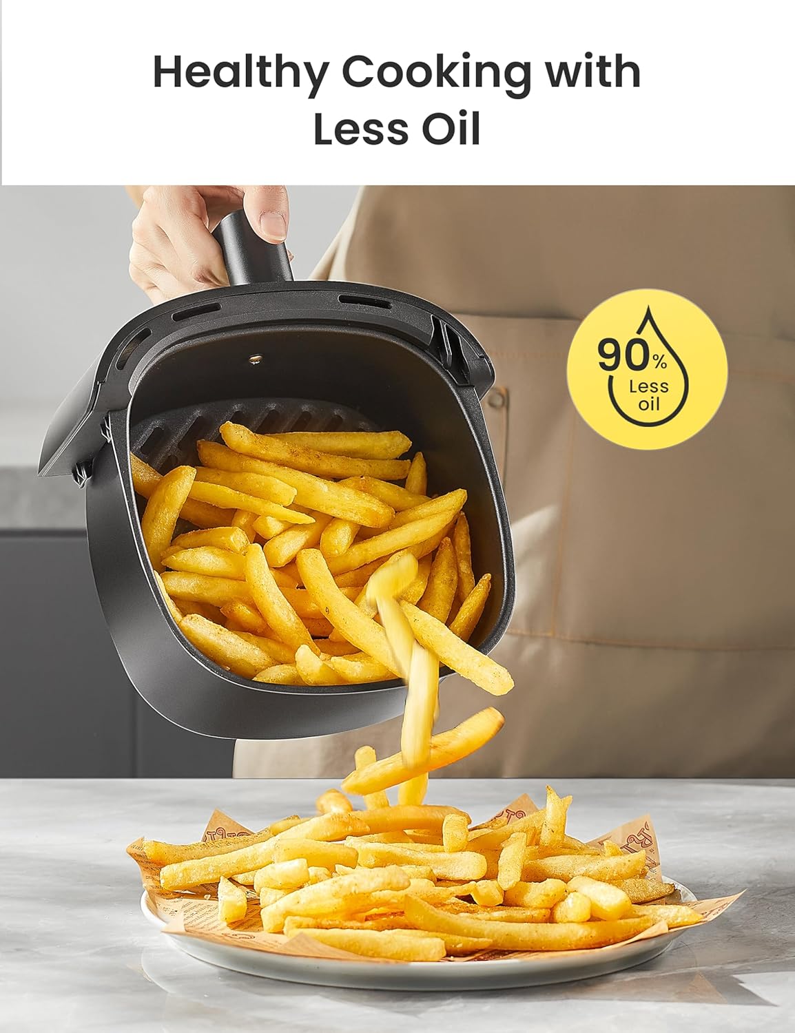 COMFEE' Compact 2.1 Quart Air Fryer with 12 Menu Options, Adjustable Timer & Temperature Control 180-400 degrees F, Dishwasher-Safe Nonstick Fry Basket - Image 2
