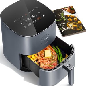 COSORI Air Fryer Pro 9-in-1, Compact 5QT, 450℉: Half Time & Chef-Grade Cook, One-Wipe Clean Glass Panel, 130+ In-App Recipes with Nutritional Info, Nonstick & Dishwasher-Safe Basket, Ceramic, Gray