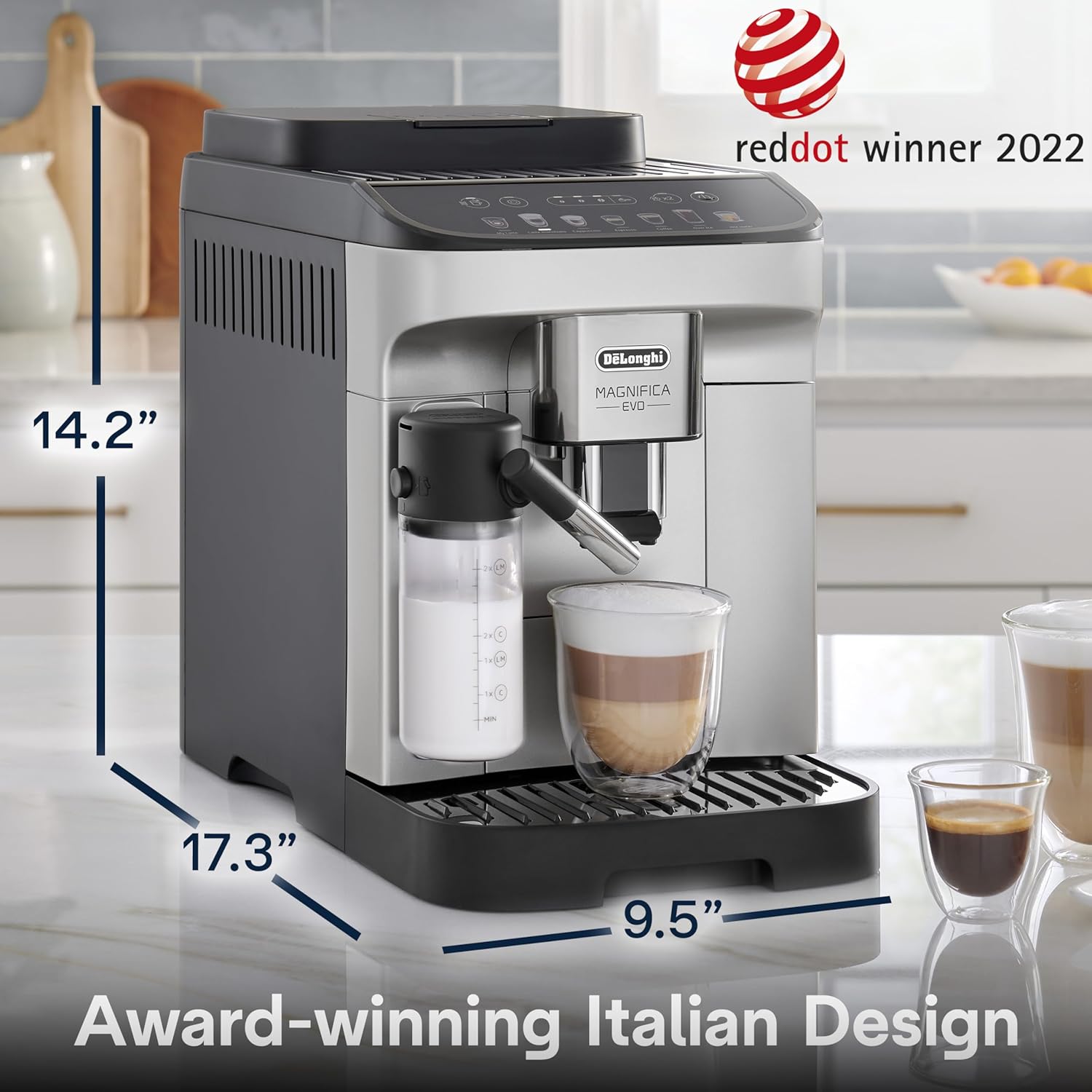 De'Longhi Magnifica Evo Automatic Espresso & Coffee Machine with Auto Milk Frother, Built-in Grinder & Auto-Clean Function - For Latte, Cappuccino, Americano, Iced Coffee, ECAM29084SB , Silver - Image 2