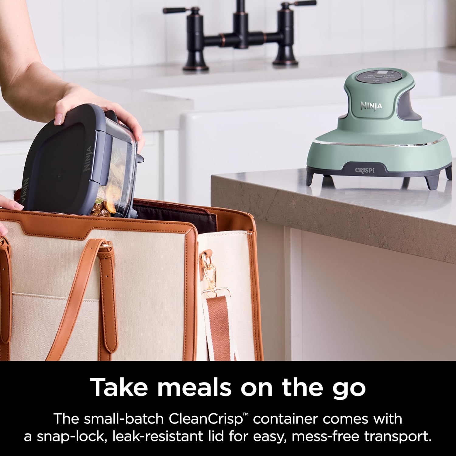 Ninja Crispi Air Fryer, Microwave, Freezer & Dishwasher Safe, Non Toxic Glass Portable Cooking System, 4 QT & 6 Cup Glass Containers with Storage Lids, Easy Meals, Air Fry, Bake, Green, FN101SG - Image 10