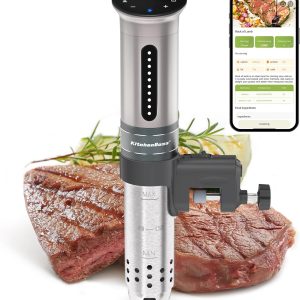 KitchenBoss Wifi Sous Vide Cooker: Ultra-quiet Sous Vide Machine Immersion Circulator APP Control 1100W, IPX7 Waterproof Sous Vide Precision Cooker Accurate Temperature Fast-Heating, Silver