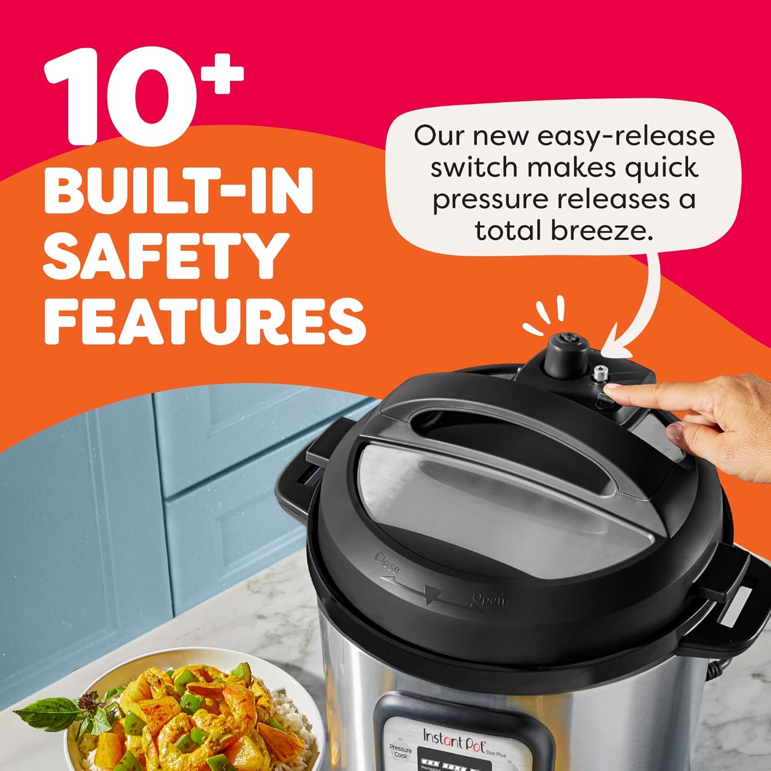 Instant Pot Duo Plus 9-in-1 Multicooker, Pressure Cooker, Slow Cook, Rice Maker, Steamer, Sauté, Yogurt, Warmer & Sterilizer, Includes App With Over 800 Recipes, Stainless Steel, 6 Quarts - Image 5