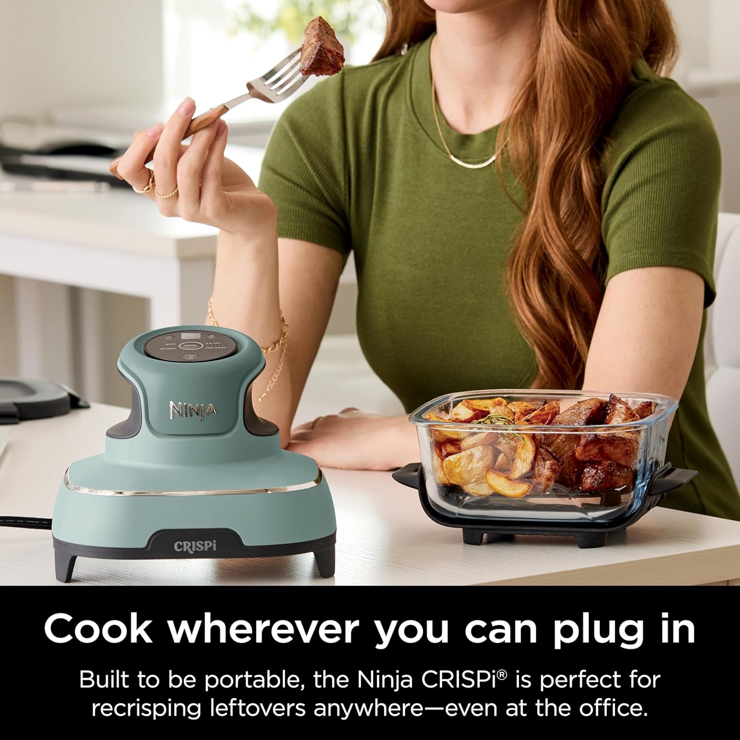 Ninja Crispi Air Fryer, Microwave, Freezer & Dishwasher Safe, Non Toxic Glass Portable Cooking System, 4 QT & 6 Cup Glass Containers with Storage Lids, Easy Meals, Air Fry, Bake, Green, FN101SG - Image 11