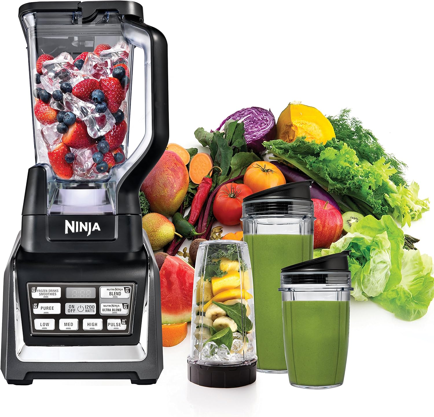 Ninja BL642 Nutri Ninja Personal & Countertop Blender with 1200W Auto-iQ Base, 72 oz. Pitcher, and 18, 24, & 32 oz. To-Go Cups with Spout Lids, For Smoothies, Shakes & More, Dishwasher Safe, Black - Image 10