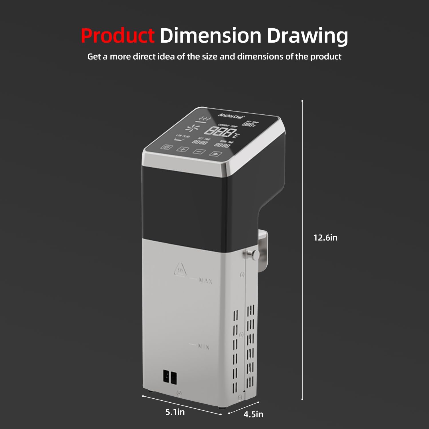 AnchorChef Immersion Circulator, Commercial Restaurant Sous Vide Machine,Large capacity sous vide, Fast-Heating,Sous vide cooker 1400W,With large Touchscreen Accurate Temperature Timer (120V) - Image 4