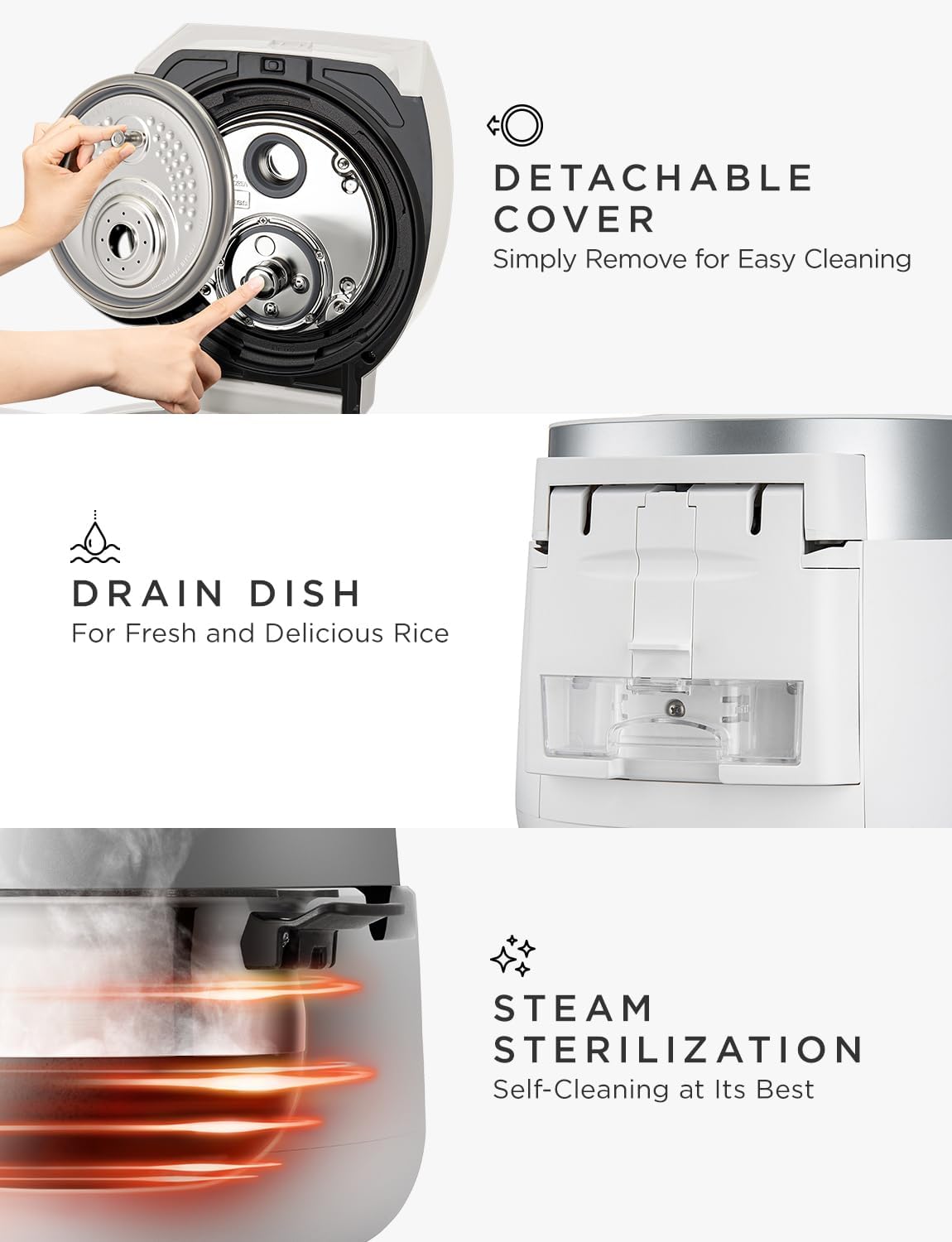 CUCKOO Twin Pressure Rice Cooker 6-Cup Uncooked / 12-Cup Cooked with Induction Heating Technology, 20 Menu Modes with Voice Guide, Versatile Rice Maker Multi-Cooker & Pressure Cooker (CRP-LHTR0609FW) - Image 8