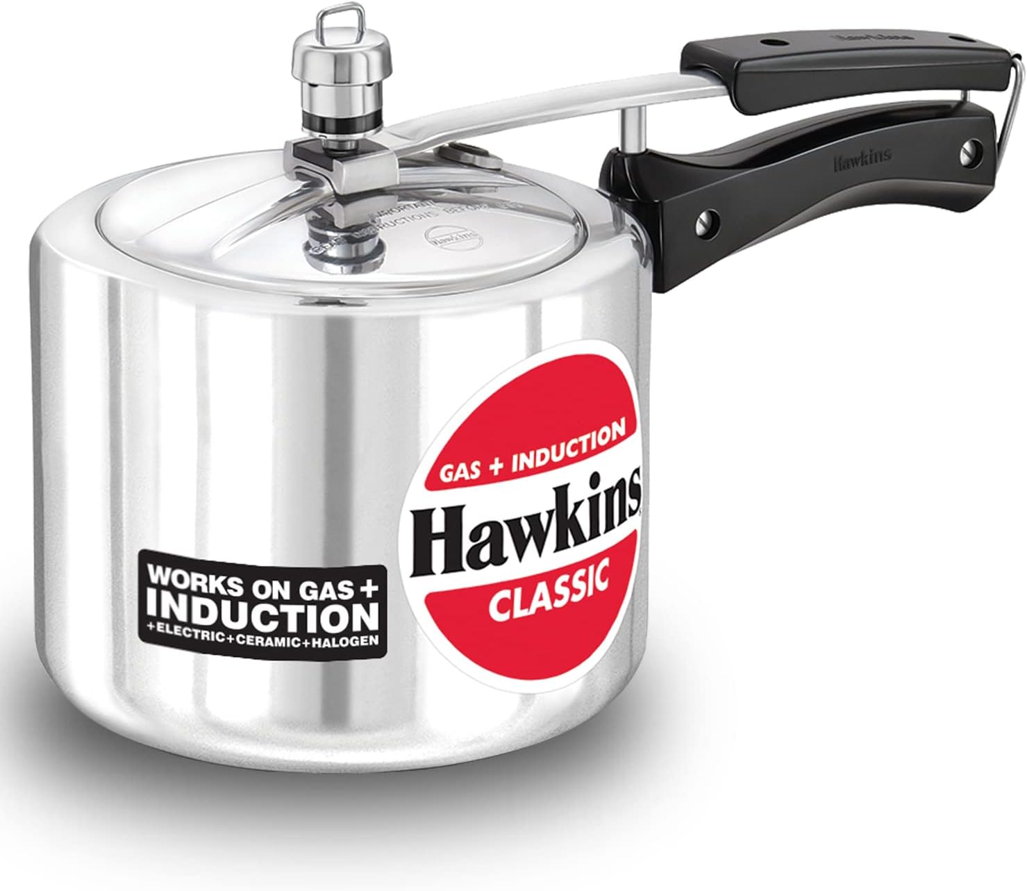 Hawkins Aluminium Classic 3 Litre Pressure Cooker, 3.2 Quarts, Silver, Ideal for 3-4 Persons, Super-fast Cooking, Saves Fuel
