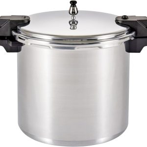 MIRRO 22qt Aluminum Pressure Canner with 3 Regulators & double Cooking Racks, 5/10/15 PSI