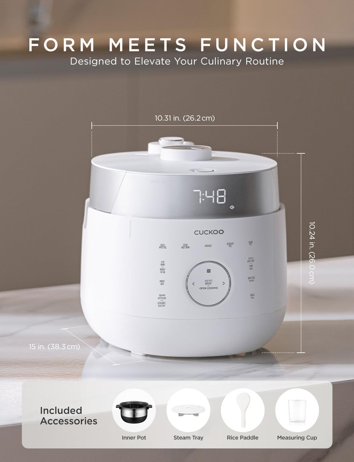 CUCKOO Twin Pressure Rice Cooker 6-Cup Uncooked / 12-Cup Cooked with Induction Heating Technology, 20 Menu Modes with Voice Guide, Versatile Rice Maker Multi-Cooker & Pressure Cooker (CRP-LHTR0609FW) - Image 6