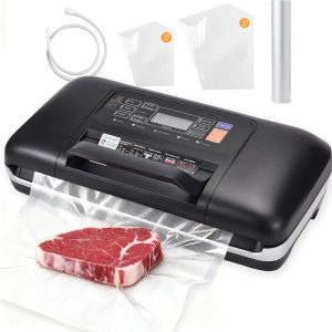 85kPa Commercial Vacuum Sealer with 2X Heat Seal, Countertop Chamber Food Sealer with Continuous Sealing, Multiple Modes for Dry, Wet & All Foods, Built-in Cutter, Ideal for Sous Vide & Food Storage