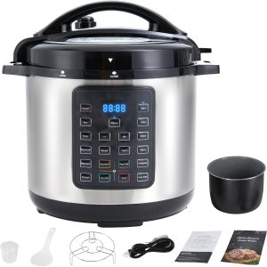 Simple Deluxe 8QT 16-in-1 Multi Electric Pressure Cooker, Non-Stick Stainless Steel Multi-Cooker for Yogurt Maker, Slow Cook, Sauté, Cake, & Warmer, 8 Quarts