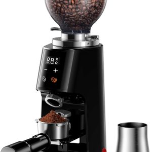 SHARDOR Professional 64mm Burr Coffee Grinder with 100 Grind Settings and All-Metal Chamber, Coffee Bean Grinder with Adjustable Electronic Timer and LED Display, Anti-Static,Black