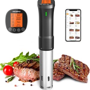 2.4G WIFI Sous Vide Cooker INKBIRD Sous Vide Machine with APP Control, 1000 Watts Immersion Circulator with APP Recipes Timer Alarm Mobile Notification, 3D Water Fast Heating Ultra-Quiet