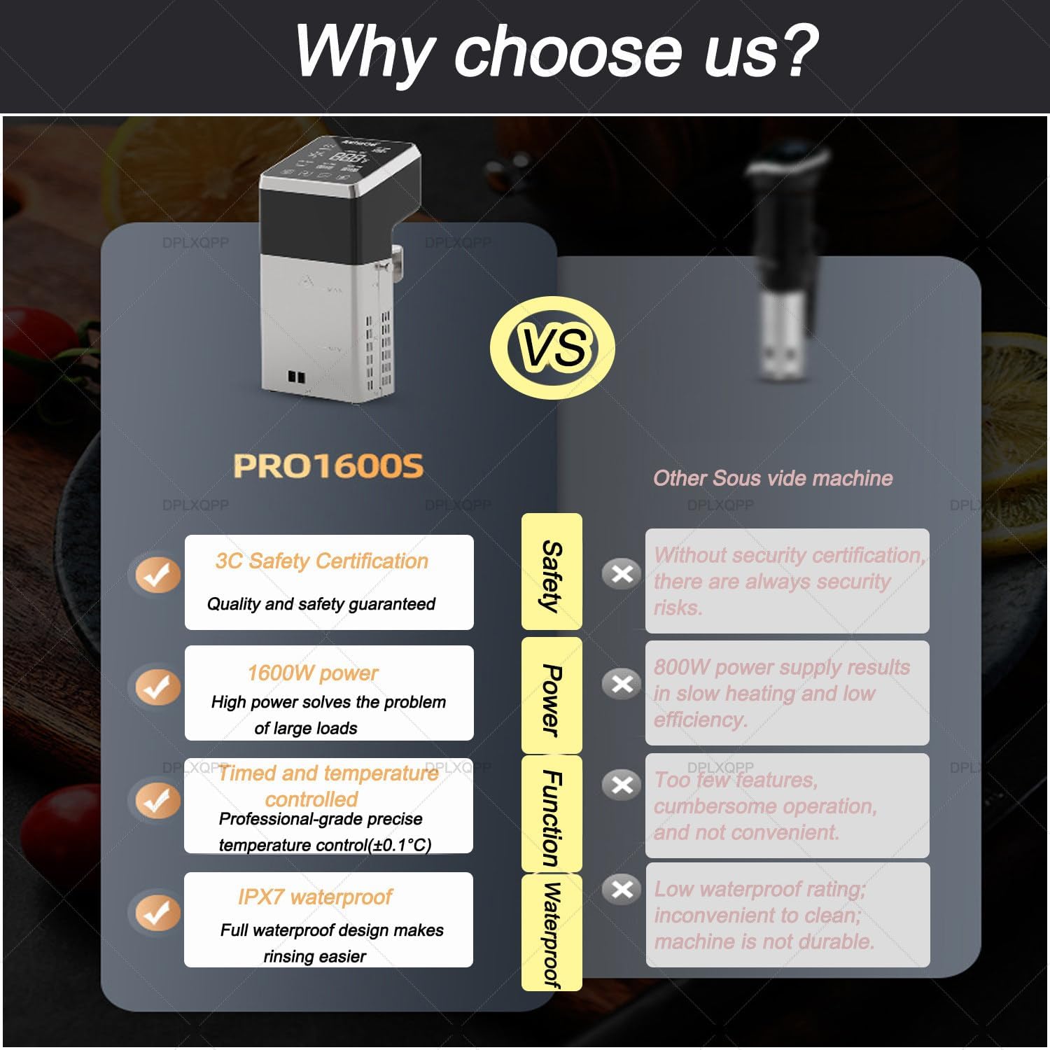 Professional Sous Vide Machine with LCD Touchscreen,Immersion Circulator,1600w 70l Commercial Immersion Circulator,Ipx7 Waterproof Sous Vide Cooker for Restaurant Kitchen Use - Image 2