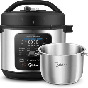 Midea 10-in-1 Electric Pressure Cooker with Slow Cooker, Steamer, Saute, Sous Vide, and Bake Modes, Stovetop & Oven Safe Stainless Steel Pot, 6 Quarts