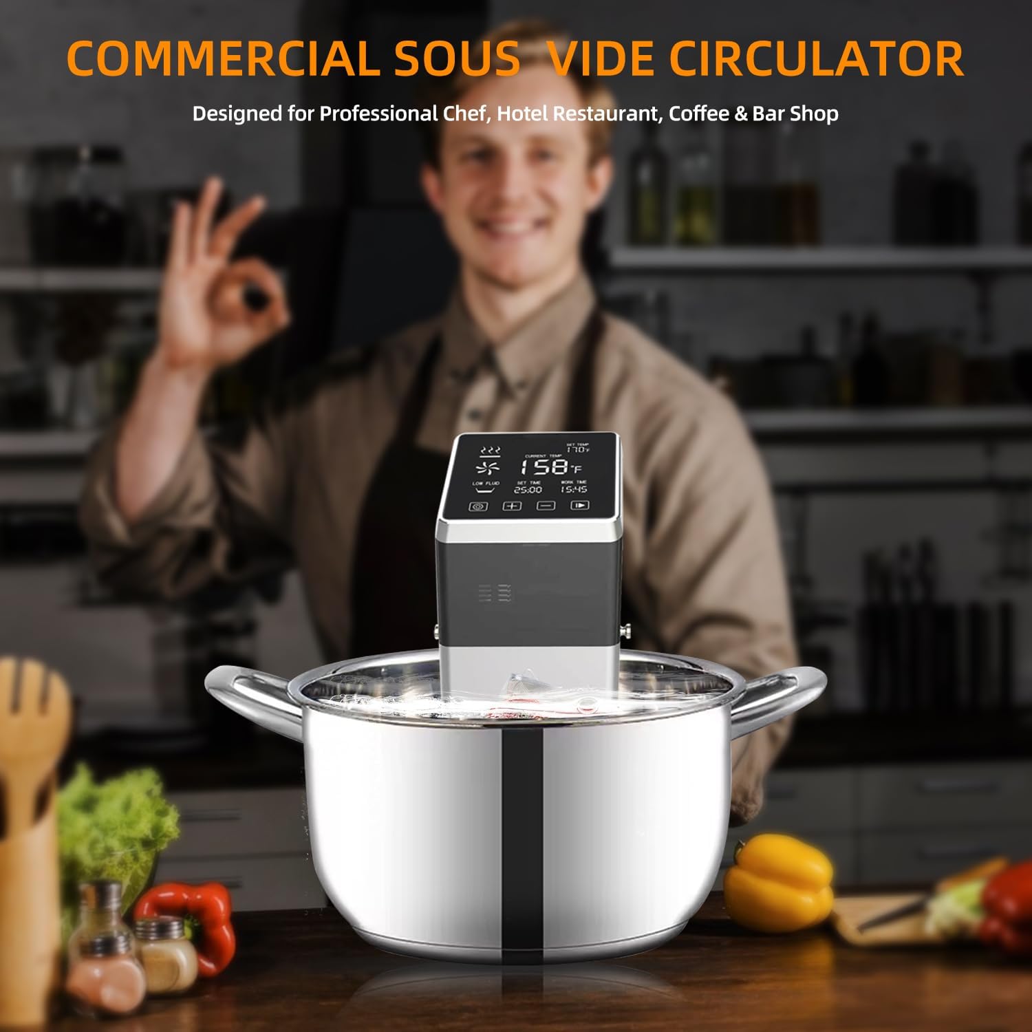 Anchorchef Sous Vide 1400W Precision Cooker, Professional Sous Vide Cooker with Stainless Immersion Circulators, with large Touchscreen Accurate Temperature Timer, Fast-Heating, Powerful Pump Design - Image 6