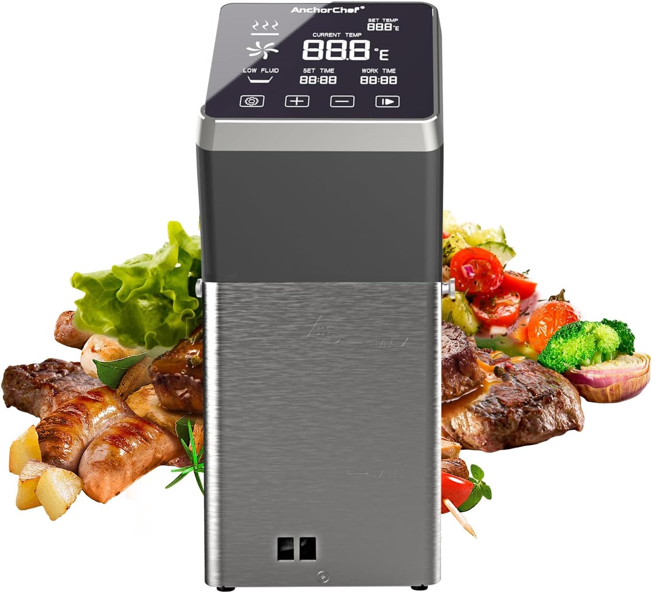 AnchorChef Immersion Circulator, Commercial Restaurant Sous Vide Machine,Large capacity sous vide, Fast-Heating,Sous vide cooker 1400W,With large Touchscreen Accurate Temperature Timer (120V)