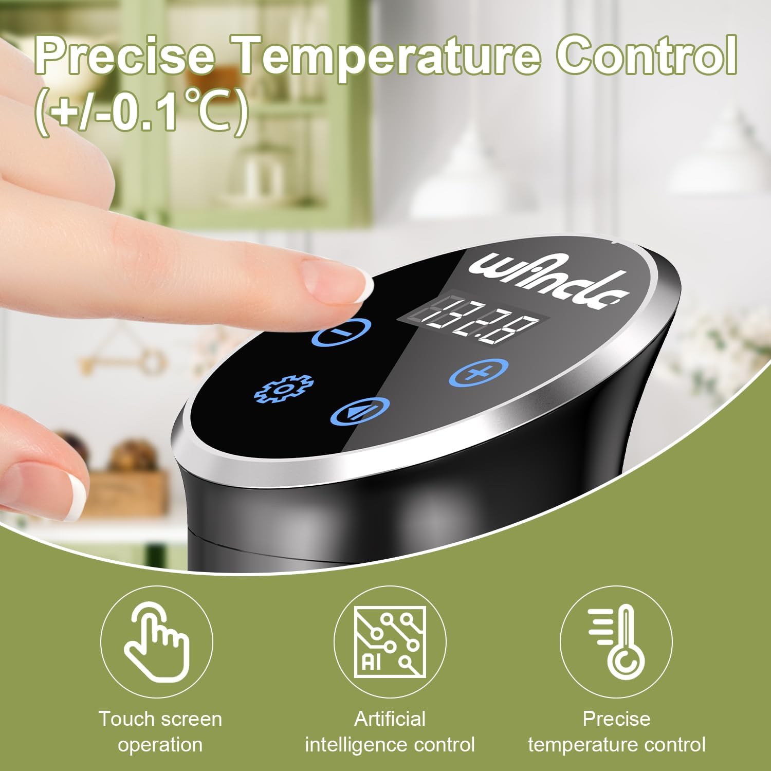 Sous Vide, Wancle 1100W Immersion Circulator, IPX7 Sous Vide Cooker, Small Space-Saving Design, Sous Vide Machines with Accurate Temperature Control, Black, 120V - Image 5