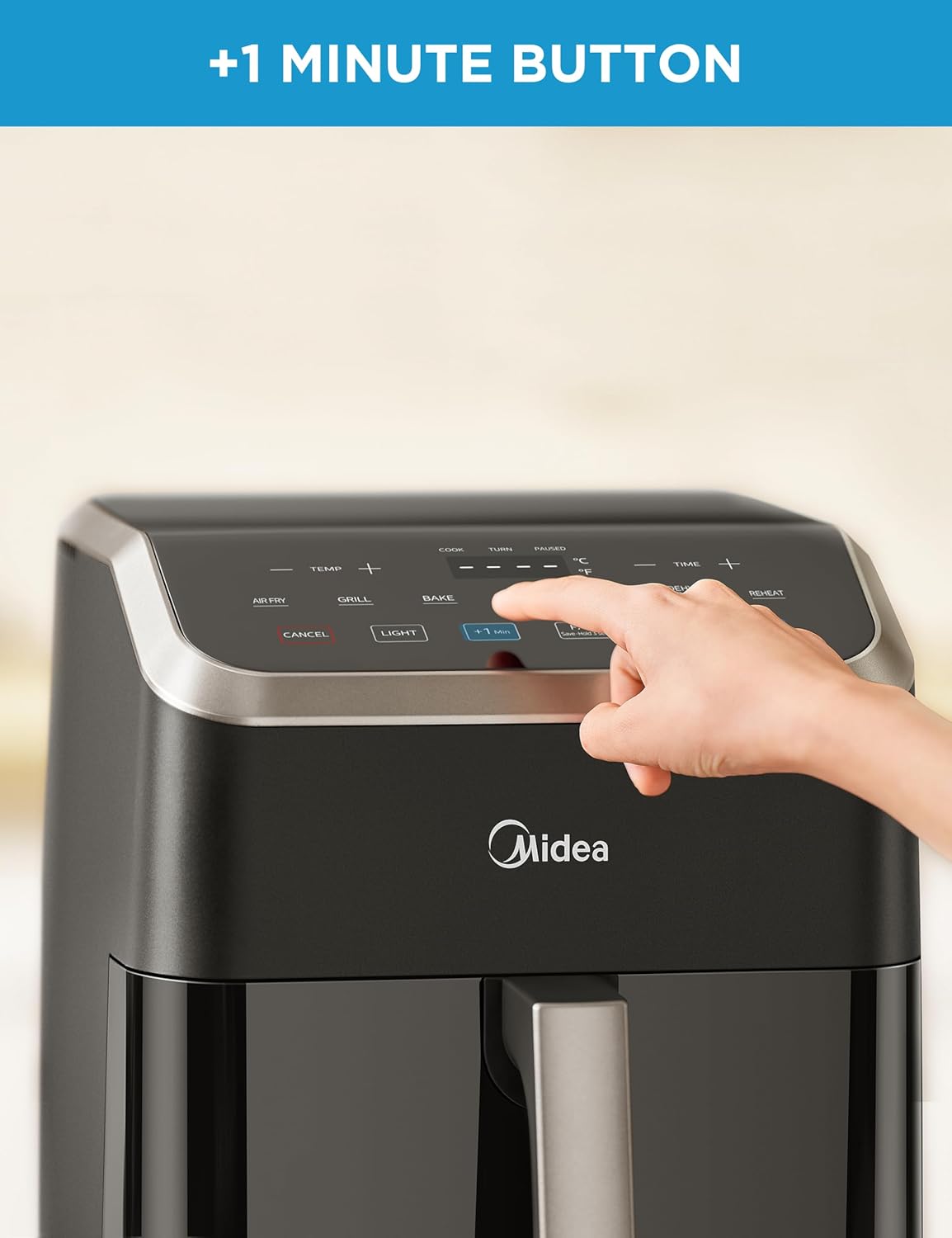 Midea Air Fryer 5.5 Quart with See-Thru Window, Rapid Air Technology, 9 Preset Menus for Quick and Easy Meals,1 Minute Button and Favorite Function, 90% less oil - Image 4