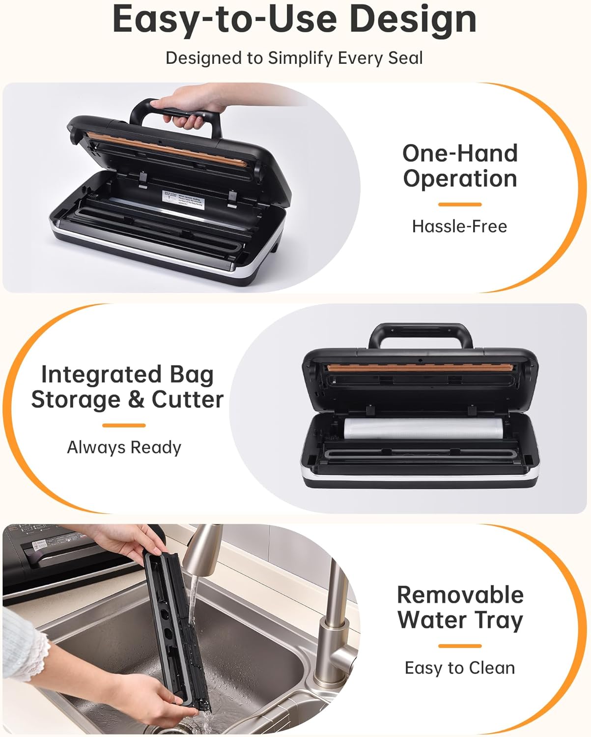 85kPa Commercial Vacuum Sealer with 2X Heat Seal, Countertop Chamber Food Sealer with Continuous Sealing, Multiple Modes for Dry, Wet & All Foods, Built-in Cutter, Ideal for Sous Vide & Food Storage - Image 5