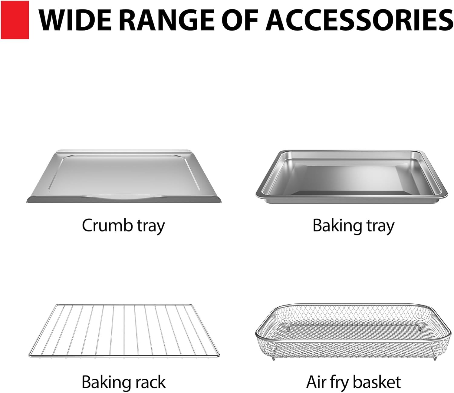 TOSHIBA ChefFry Air Fryer Toaster Oven Combo, 26.4 QT Large Capacity, 12-in-1 Countertop Toaster Oven, Stainless Steel - Image 8