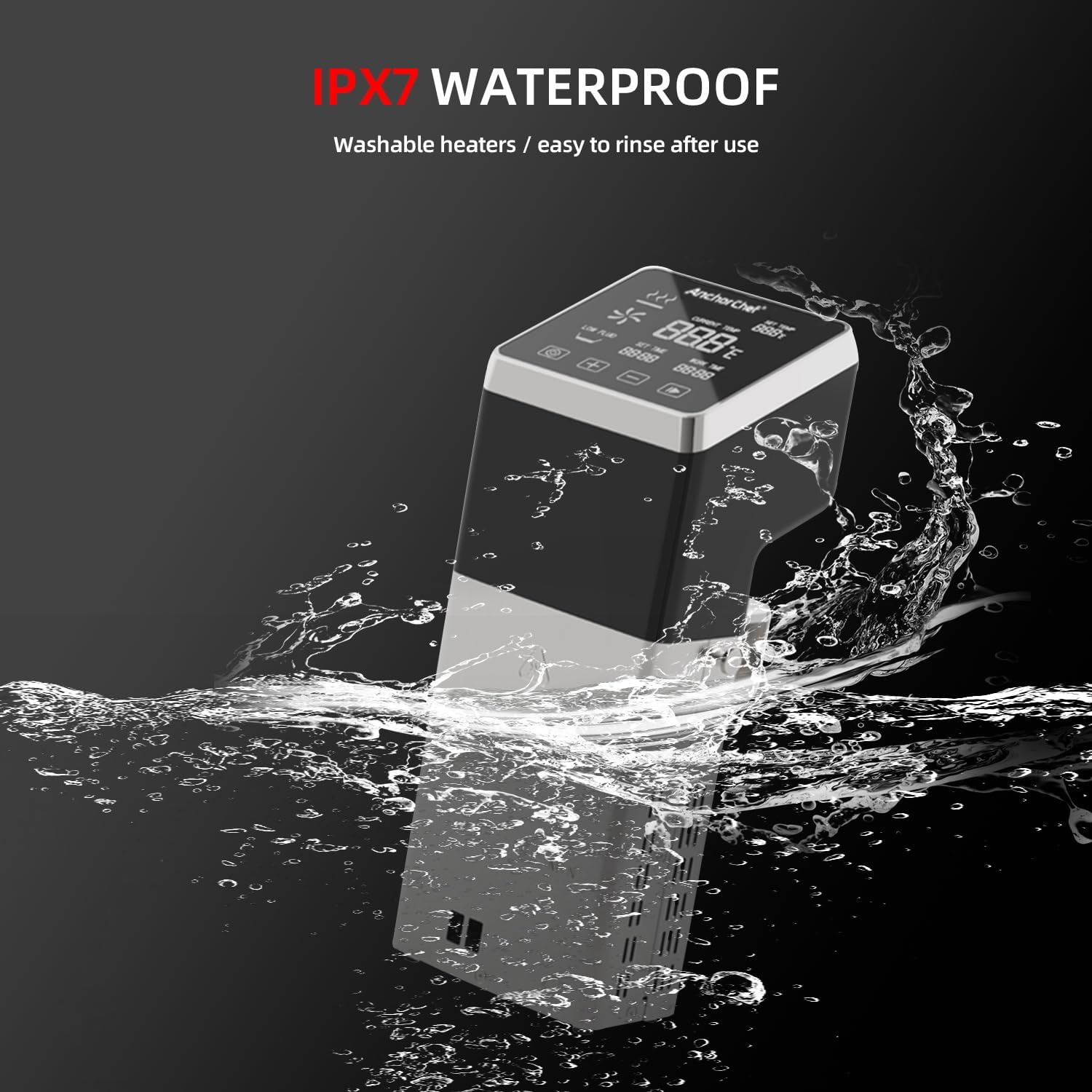 AnchorChef Immersion Circulator, Commercial Restaurant Sous Vide Machine,Large capacity sous vide, Fast-Heating,Sous vide cooker 1400W,With large Touchscreen Accurate Temperature Timer (120V) - Image 3