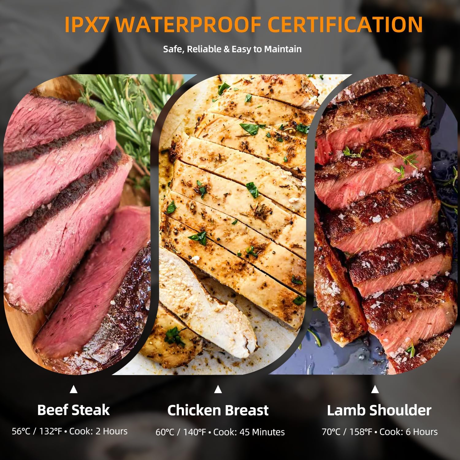 Anchorchef Sous Vide 1400W Precision Cooker, Professional Sous Vide Cooker with Stainless Immersion Circulators, with large Touchscreen Accurate Temperature Timer, Fast-Heating, Powerful Pump Design - Image 8