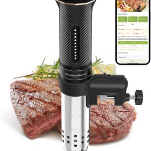 KitchenBoss Wifi Sous Vide Cooker: Ultra-quiet Sous Vide Machine Immersion Circulator APP Control, IPX7 Waterproof All-stainless Steel 1100W Sous Vide Precision Cooker Fast-Heating, Carbon Black