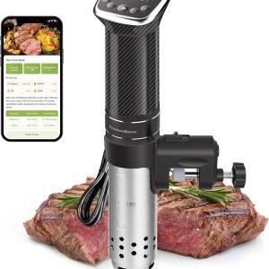 KitchenBoss Wifi Sous Vide Cooker: Sous Vide Machine Ultra-quiet 1100W Precision Cooking Machine Built-in TFT Recipes, IPX7 Waterproof Immersion Circulator Precise Temperature Control, Carbon Black