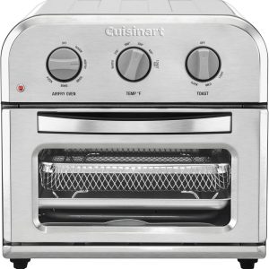 Cuisinart Compact Air Fryer Toaster Oven, Stainless Steel Fryer with 6-in-1 Functions, Adjustable Temperature, Includes Oven Rack, Baking Pan and Air Fry Basket, TOA-26