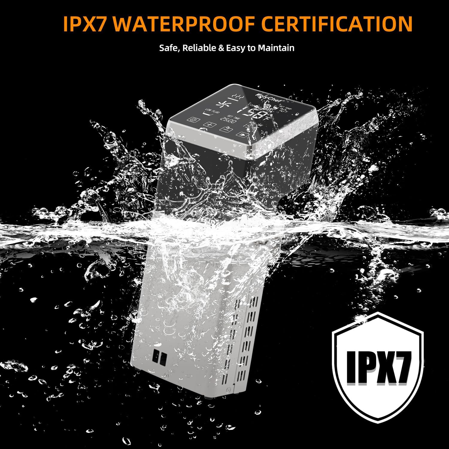 Anchorchef Sous Vide 1400W Precision Cooker, Professional Sous Vide Cooker with Stainless Immersion Circulators, with large Touchscreen Accurate Temperature Timer, Fast-Heating, Powerful Pump Design - Image 5