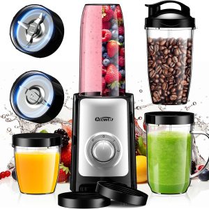 Smoothie Blender, Personal Blender for Shakes and Smoothies,12Pcs Coffee Grinder and Countertop Blenders Combo for Kitchen, Portable Smoothie Blenders with 10oz/17oz x2/23oz Cups (BLACK) (black2)
