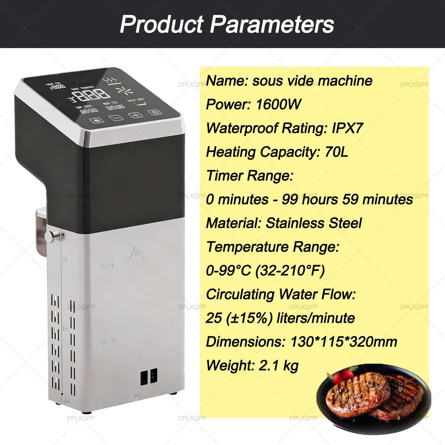 1600w High-Power Commercial Sous Vide Immersion Circulator,Fast Heating for 70l Water Bath,Professional Sous Vide Machine for Restaurants with Precise Temp Control - Image 8