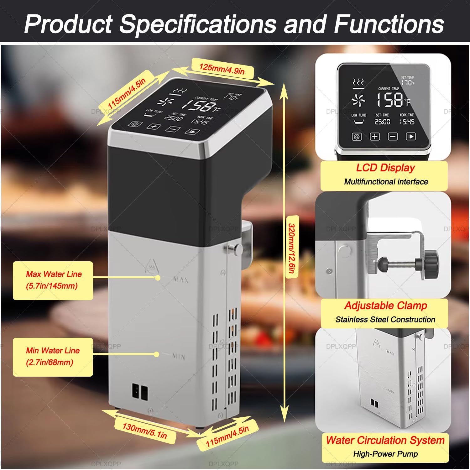 1600w High-Power Commercial Sous Vide Immersion Circulator,Fast Heating for 70l Water Bath,Professional Sous Vide Machine for Restaurants with Precise Temp Control - Image 9