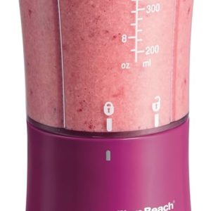 Hamilton Beach Portable Blender for Shakes and Smoothies, 14 Oz BPA Free Travel Cup & Lid, Durable Stainless Steel Blades, Personal Smoothie Blender, Raspberry, 51131G