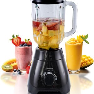 Universal 550W Mass Vital Blender - Glass Jar 57 Oz/1.8 Quart/1.7 Liter - 7-cup, 2 Speed + Pulse Function and 4 Stainless Steel Blade with Chrome Steel Technology