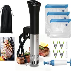 Sous Vide Cooker, Wine Chiller, 1000W, Sous Vide Machine for Kitchen, Immersion Circulator, Sous Vide Kit with Vacuum Bags, Vacuum Pump, Accurate Temperature Timer, Fast Heating