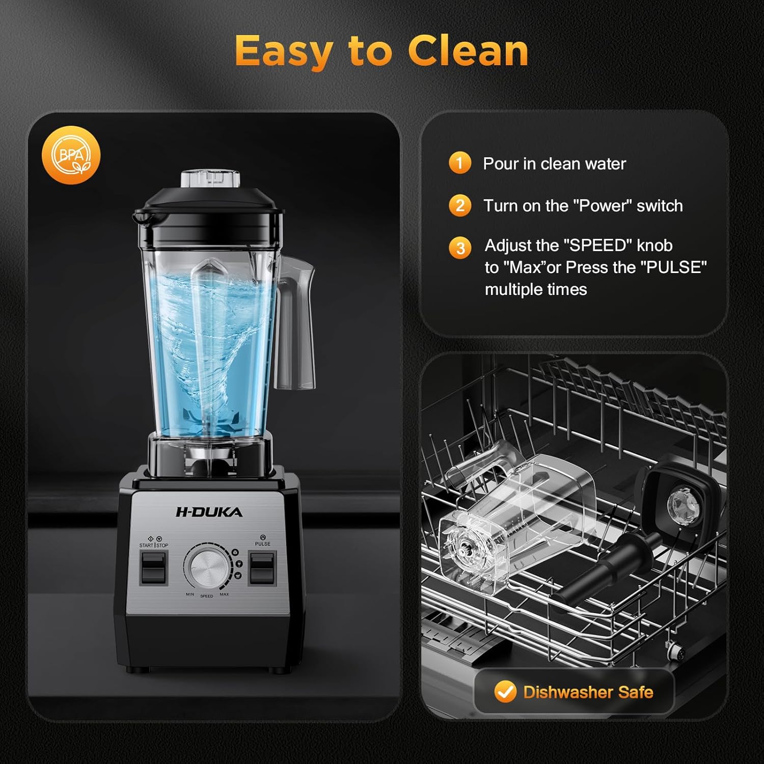 64 Oz Container for Smoothie Blender, Blenders for Kitchen with BPA-Free Cups, Blender for Smoothies for Ice Crushing, Frozen Drink, Sauces, Dishwasher Safe - Image 7